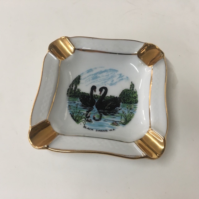 ASHTRAY, Ceramic - Black Swans WA Souvenir